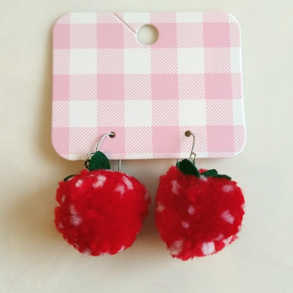 Strawberry Pompom Earrings